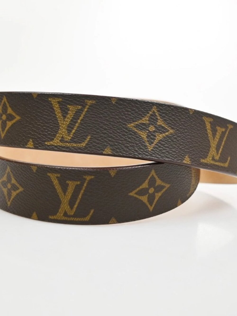 LOUIS VUITTON Santure Carre Belt Monogram Leather Brown SHW France - Picture 3 of 15